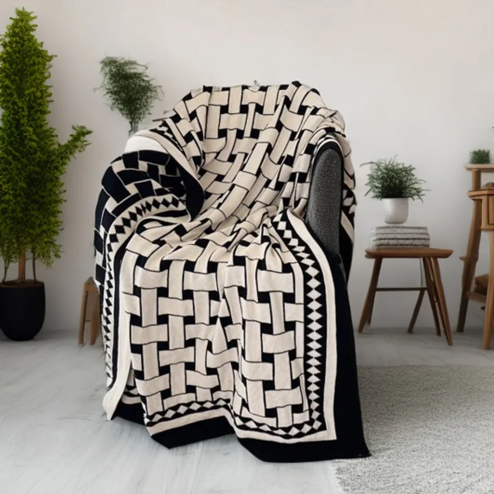 Double Layered Blanket Air-conditioned Room Shale Blanket Vintage Blanket Office Nap Single Sofa Blanket Decoration