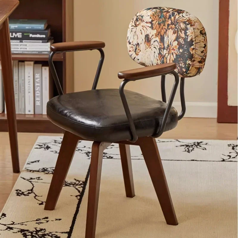 Office Computer Chair Comfortable Backrest Desk Chair Solid Wood Rotating Armrest Seat High Elasticity Sponge Home Furniture