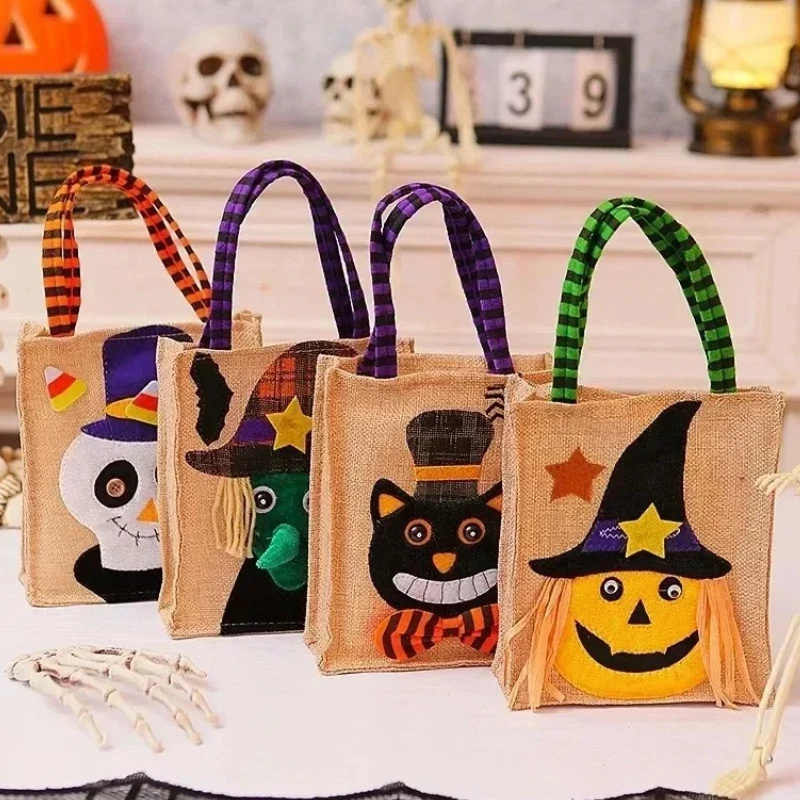 1–10 Stück Halloween-Geschenktüten, Leckerli-Beutel mit Griffen, Partygeschenke, Süßigkeiten-Zubehör, Dekorationen für Kinder, Schule, Veranstaltungen