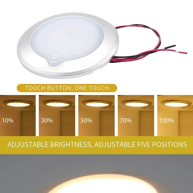 IP67 LED Panel Ceiling Light Surface Mount 9-30V DC For RV Motorhome Camper Caravan Marine (Warm White) (5.9 Inch)