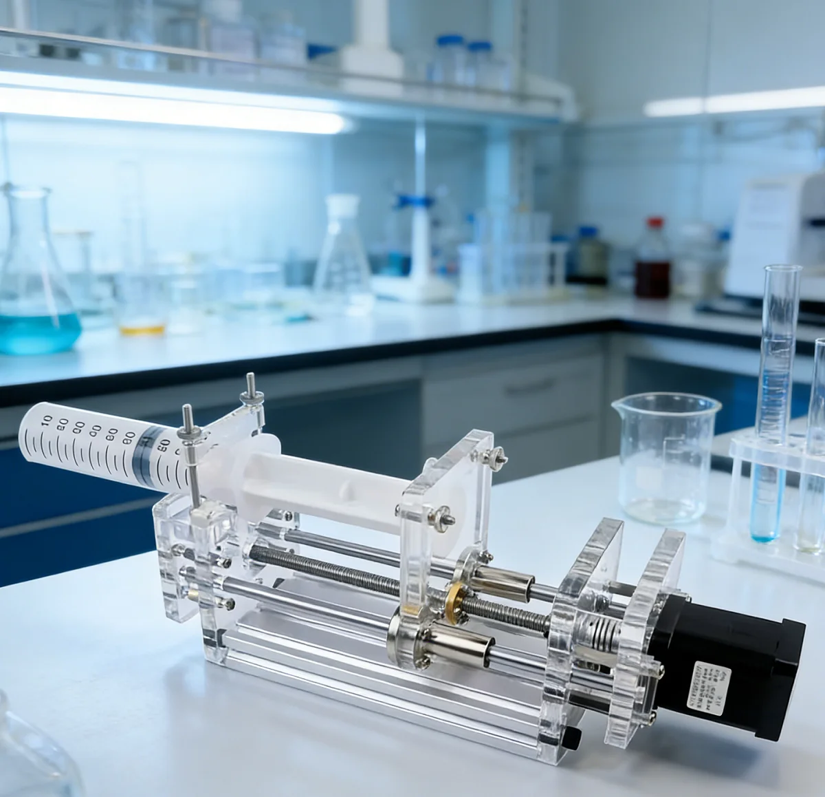 Electric Syringe Pump Automatic Pusher 100ml Lab Liquid Dispensing Tool for Scientific Experiment Chemical Injection