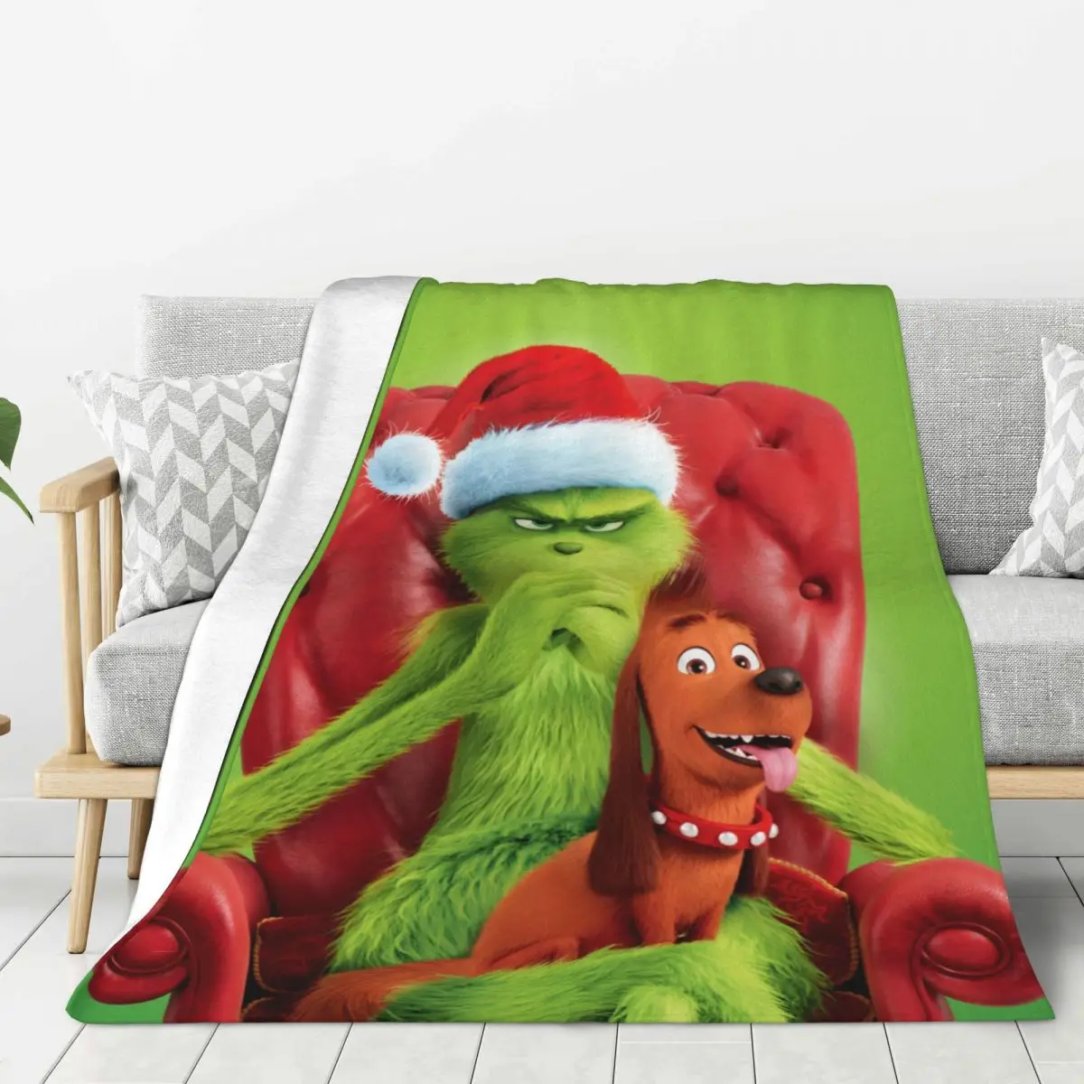 3D G-Grinch Blanket Christmas gift flannel blanket, warm, skin-friendly, suitable for office, home, travel, camping