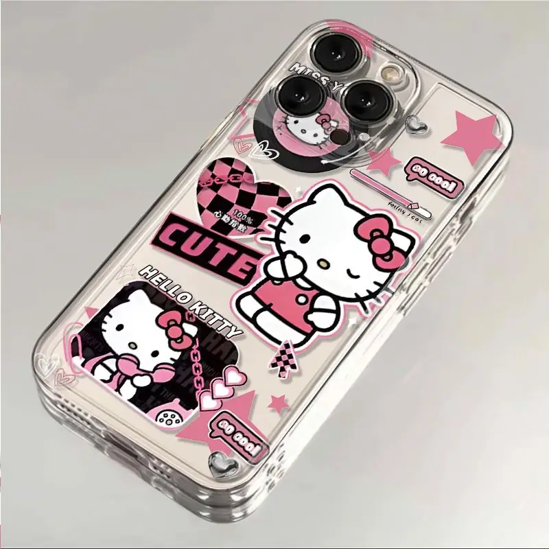 Etui na telefon Cool Sanrio Hello Kitty do iPhone\'a 16 15 14 13 Pro Max 11 12 13 Pro X XR XS MAX 7 8 Plus Y2K Prezent Miękka przezroczysta obudowa