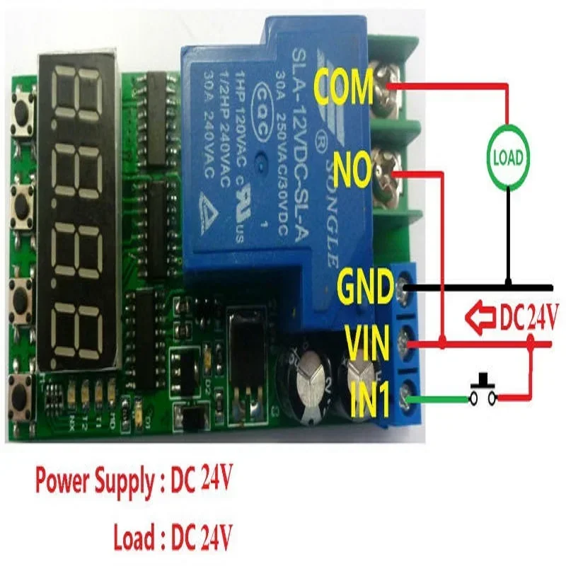 2 pces dc 24v 30a 2.5-24v alto ciclo de disparo temporizador tempo atraso relé placa de interruptor para módulo de carregamento de fonte de alimentação