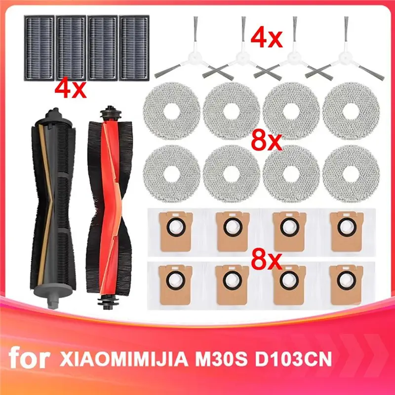 ABSE-For Mijia M30S D103CN Robot Vacuum Cleaners Sweeper Consumables Main Brush Rag Filter Side Brush Accessories