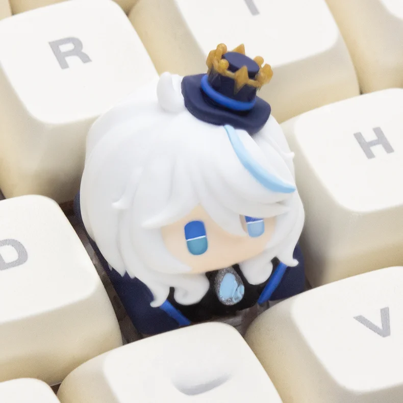 Furina Key Cap Genshin Impact Anime Keycaps Resin Keyboard Caps Custom Cute Cartoon Keycaps for Mechanical Keyboard Accessories