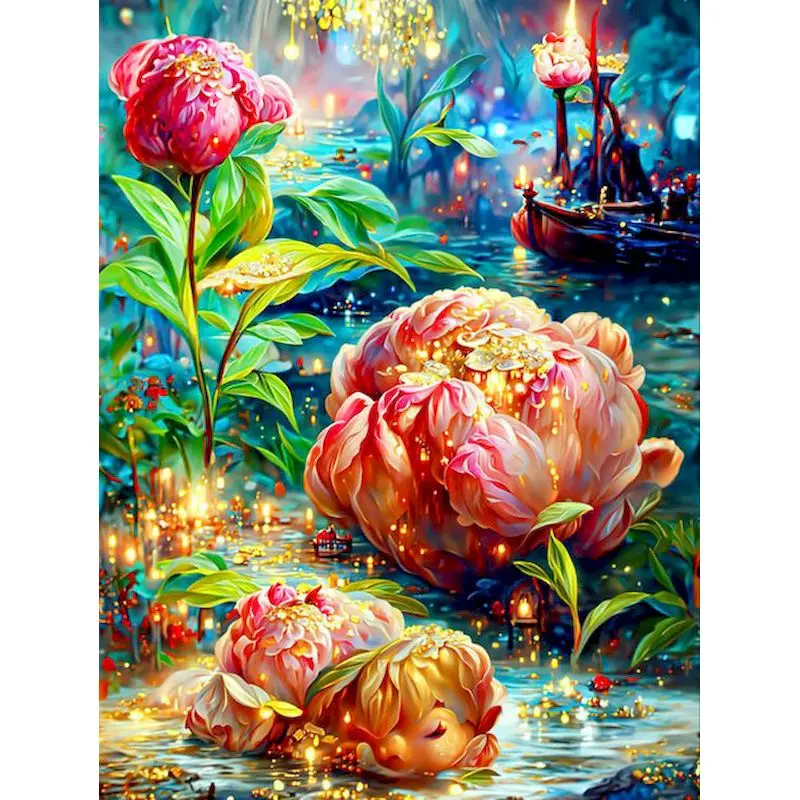 

GATYZTORY Diamond Painting Garden Landscape Cross-stitch Rose House Diamond Embroidery DIY New Handmade Home Decoration Gift
