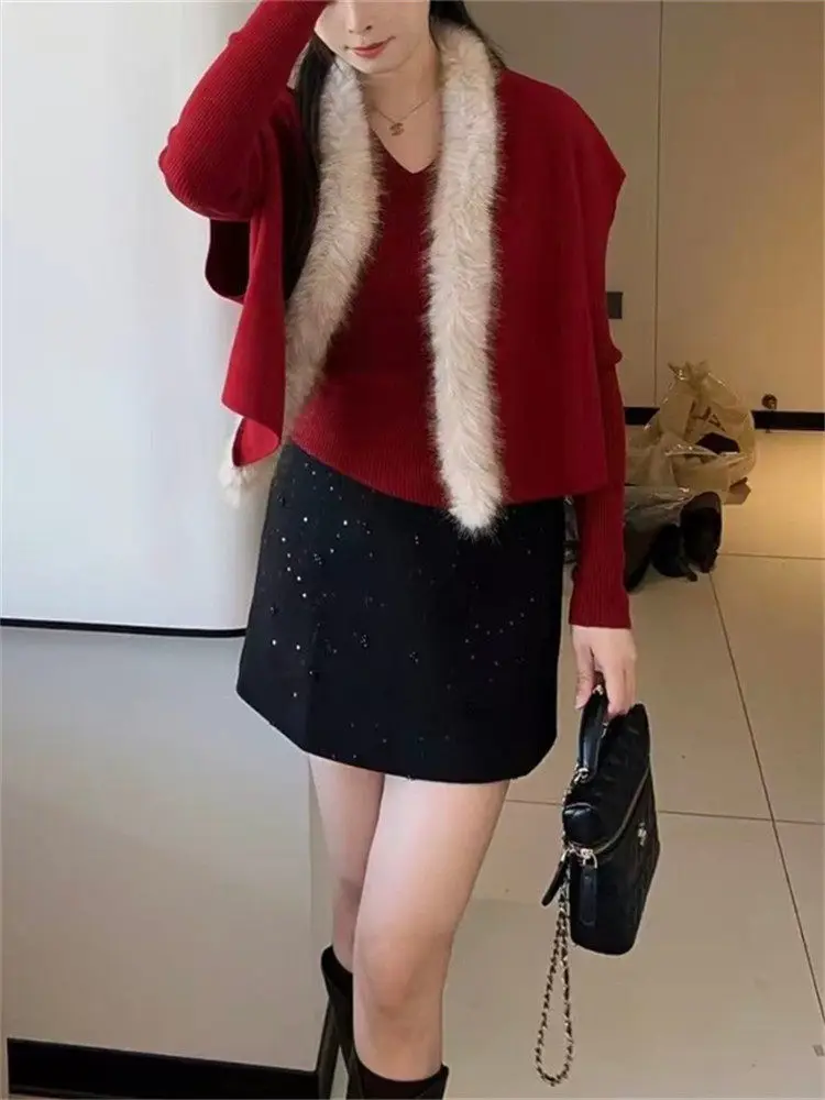 

Comfortable Loose Women's Two-Piece Set Spring Faion V-Ne Long Sve Base irt And Open Cardigan Sun Protection High Waist