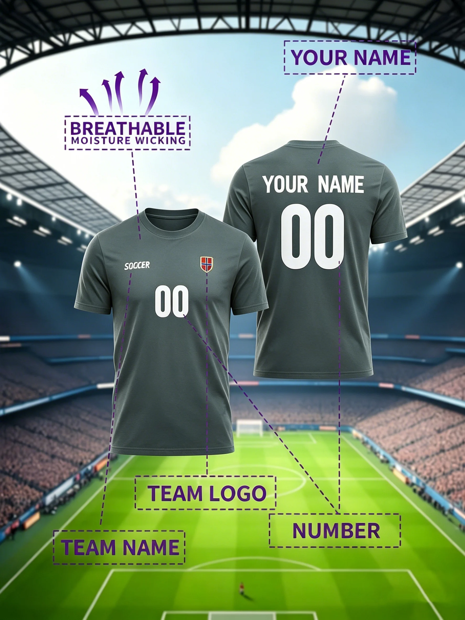 Passen Sie das Muster Ihrer Lieblings-Fußballmannschafts-Spielerbekleidung individuell an. Personalisiertes, modisches Baumwoll-T-Shirt, lässiges, lockeres Sport-Top, weiches T-Shirt – Detail 16