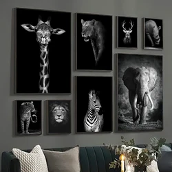 Black And White Animal Poster Home Decoration Lion Elephant Canvas Painting Realism Picture Modern Printed Living Room