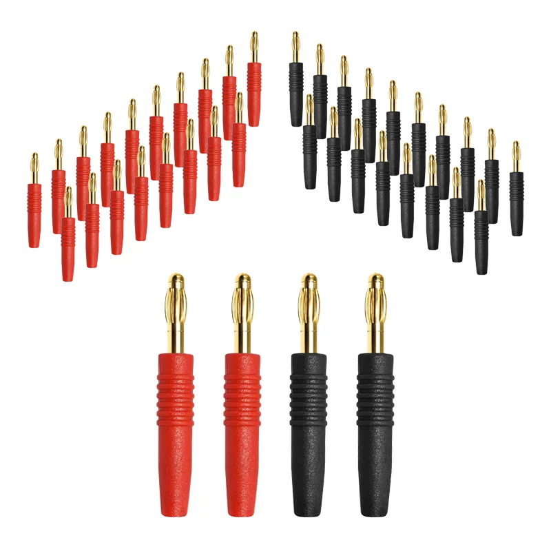 

20Pcs 2mm Banana Plug Connector Banana Male Plugs Red Black Audio Speaker Wire Cable Connectors