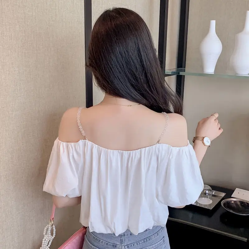 Women Summer Fashion Loose Casual Solid Color Chiffon Slash Neck Short Sleeve Camis Women Clothes Office Lady All-match Top Tee