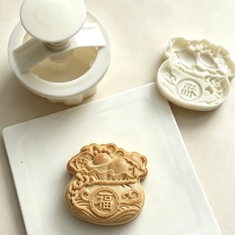 Chinesische Gebäckpresse mit gemustertem Lucky Bag-Teller für saisonales Festival-Backen 3XUF – Detail 1
