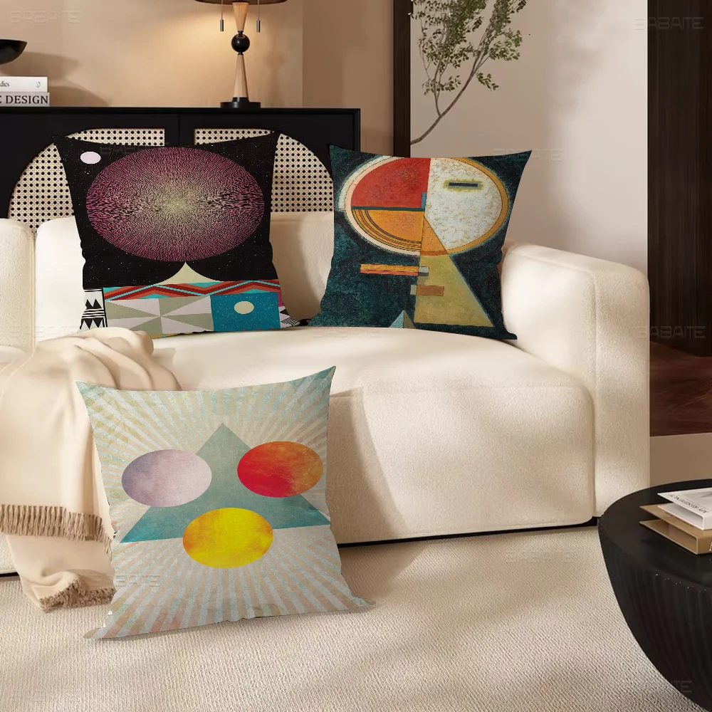 

Color Round Triangle Art 45*45cm Cushion Cover Pillow Cover Decor Pillowcase Home Pillowcase For Couch Pillow