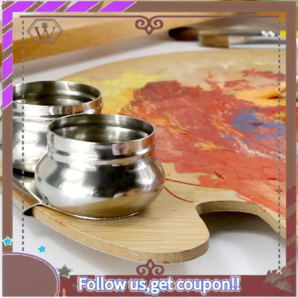 Новейшие 2-пакетовые чашки для палитры, горшок для краски, контейнерная чашка с крышкой и зажимом, двойные ковшочки, нержавеющая сталь для масляной живописи