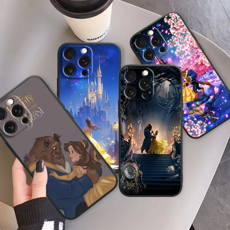 Princess Belle Disney Cartoon For Apple iPhone 16 15 14 13 12 11 XS XR X Pro Max Plus Mini Black Cover Phone Case