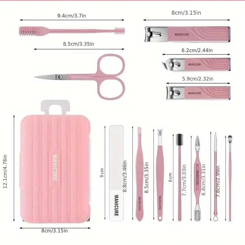 CMGF 12PCS Nail Clippers Manicure Tool Set Professional Nail Clippers Pedicure Kit With Portable Travel Case Idea Gift Nail Tool