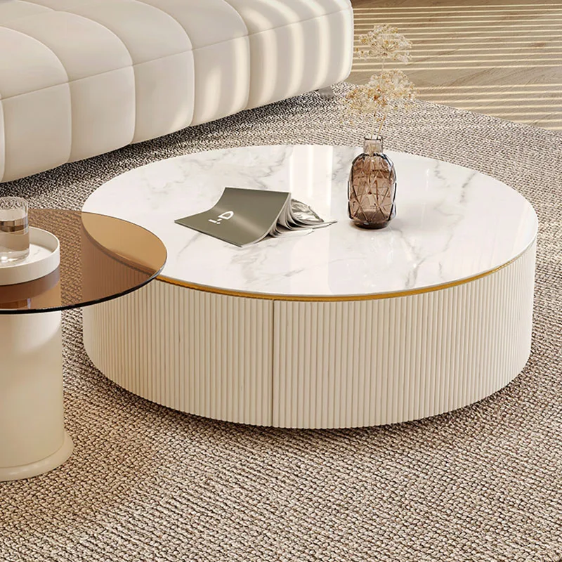 

Nordic Luxury Coffee Tables Living Room Modern Glam White Coffee Tables Round Minimalist Muebles Para El Hogar Furniture