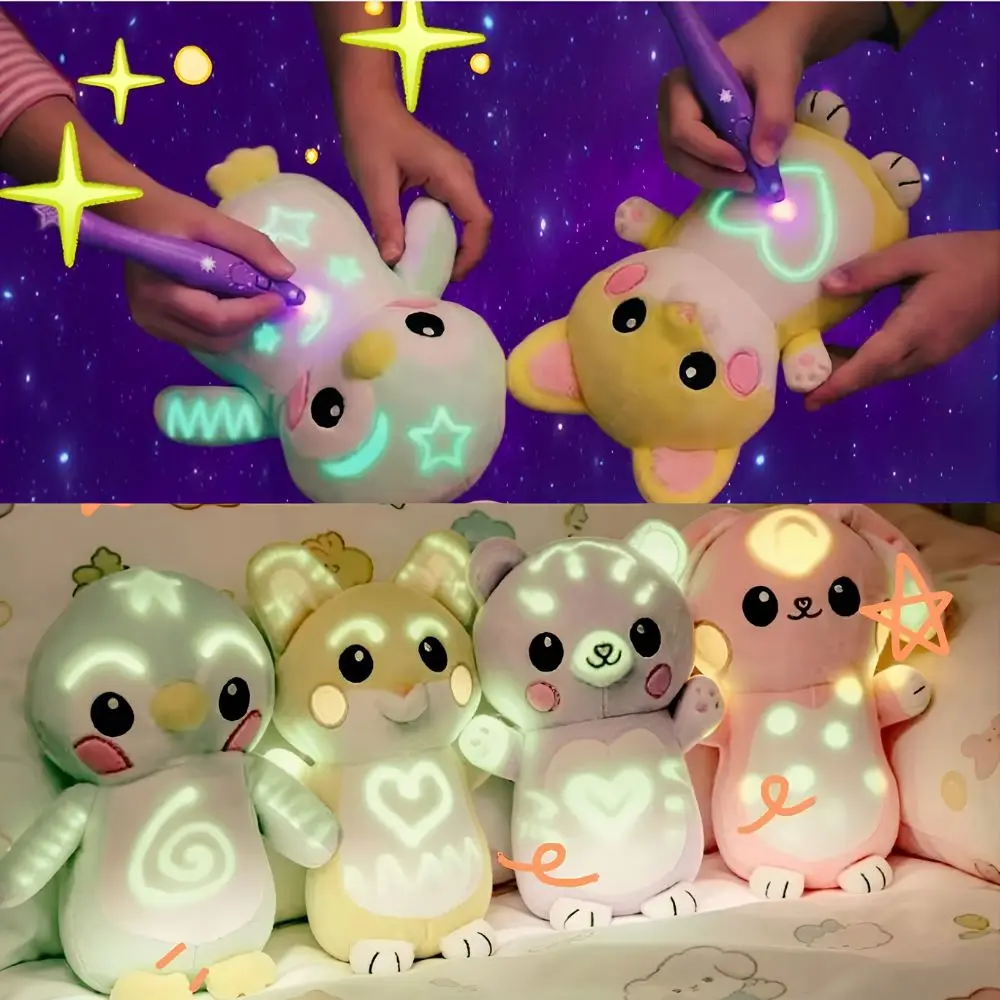 Children Luminous Doodle Plush Toy Glow‑in‑the‑Dark Light Painting Plush Doll Stress Relief Educational Birthday Gift