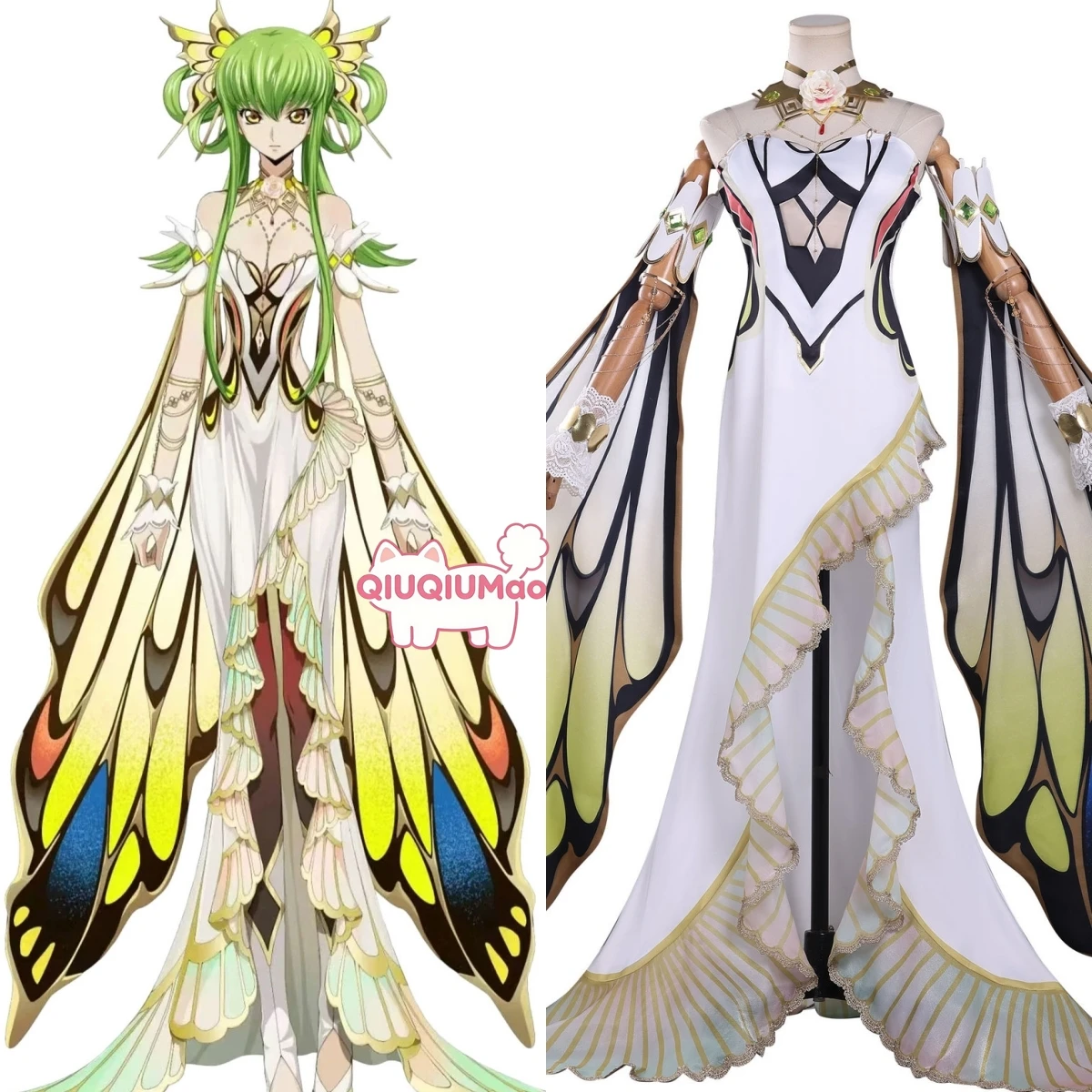 

Hot Code Geass CC Role Playing Costume (Glamorous Style) Sequined Butterfly Dress High Quality Cosplay Costume (Female Adult)