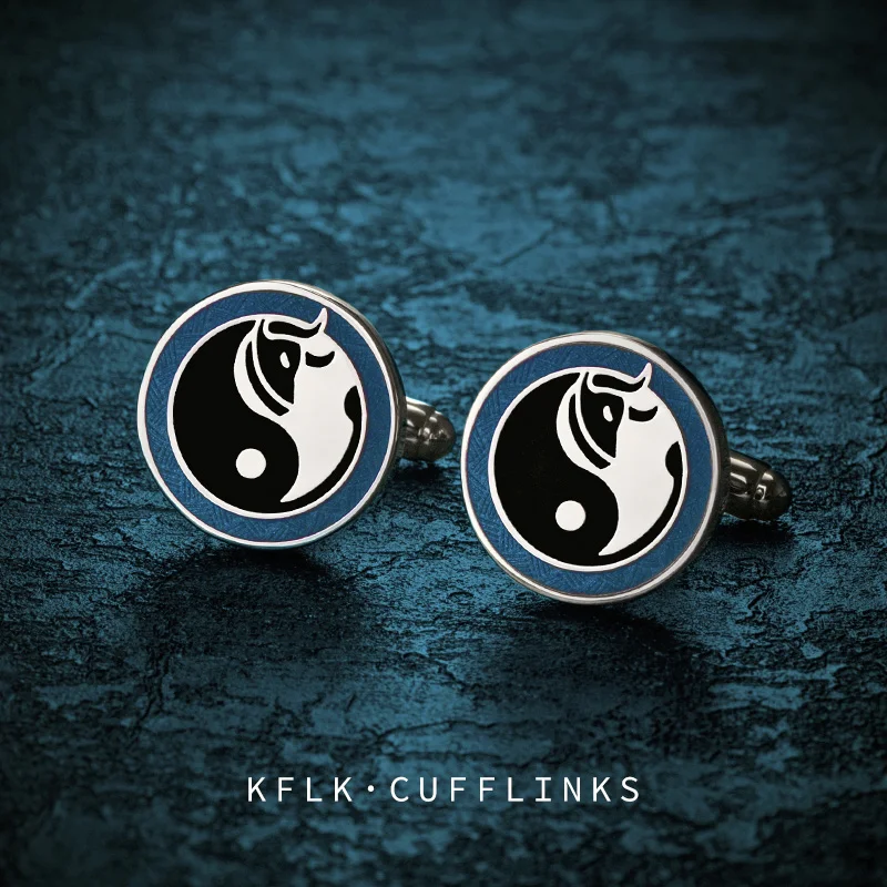 KFLK Design High Quality Cufflinks for Mens Chinese Style Tai Chi Bull Cuff links Buttons Shirt Wedding Custom Guests
