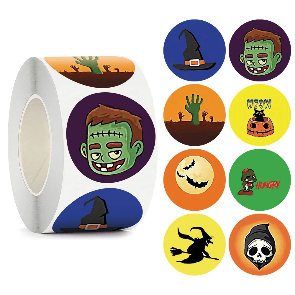 Halloween Sticker Pumpkin Ghost Spider Bat Thank you Seal Sticker for Candy Bag Scrapbooking Gift Box Label Decoration