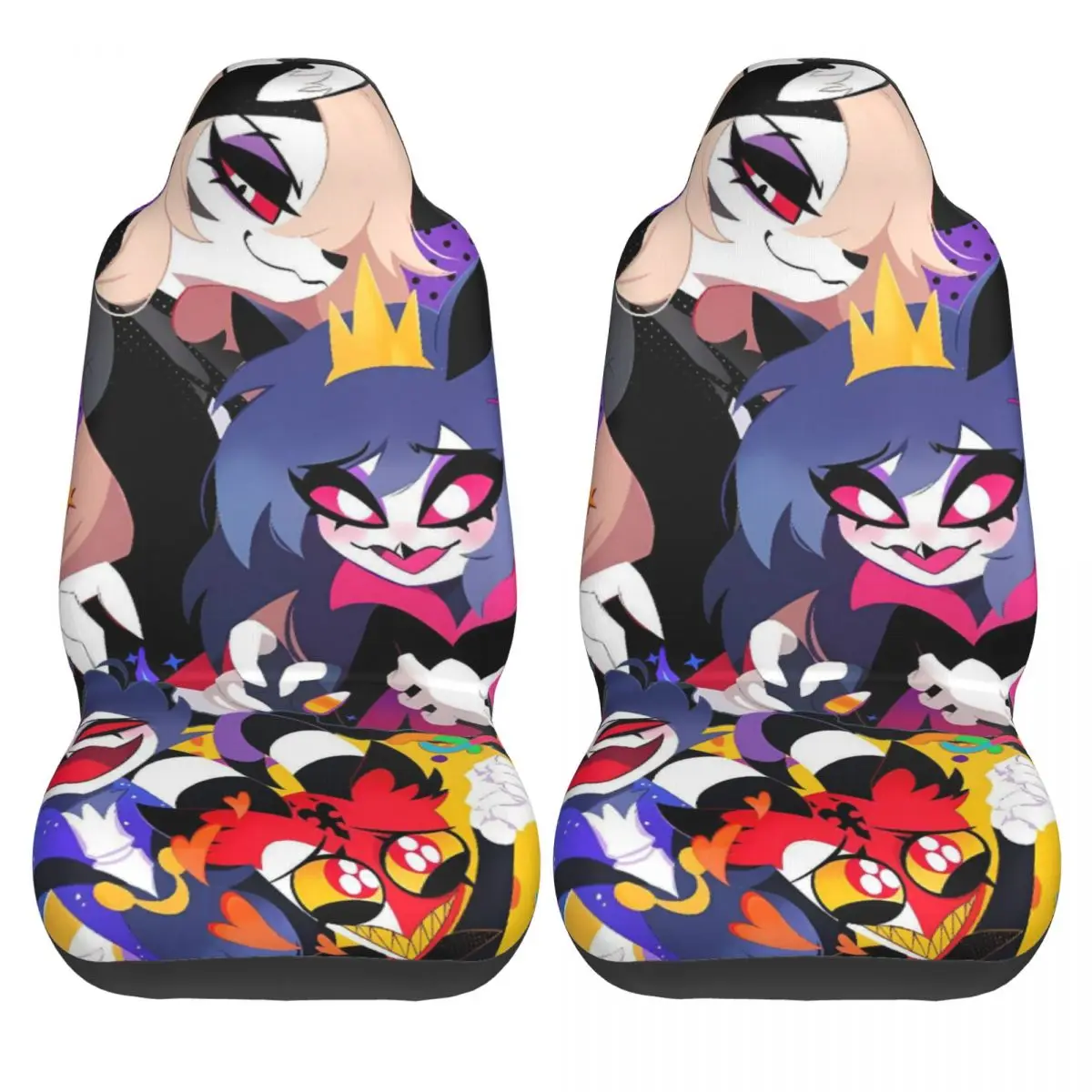 

Hazbin Hotels Car Seat Covers Breathable Two Pieces Auto Seat Covers Funny Interior Polyester Cover
