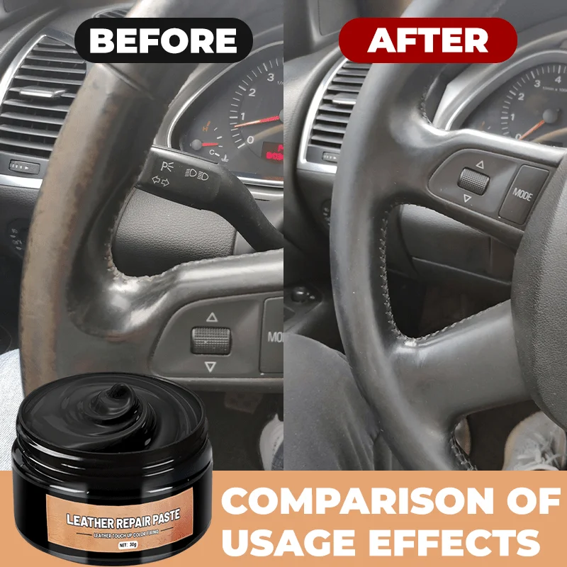 Repair Paste for Car Steering Wheels - Restores Black Gloss, Removes Peeling & Cracking, Plastic-Like Finish, Easy Application