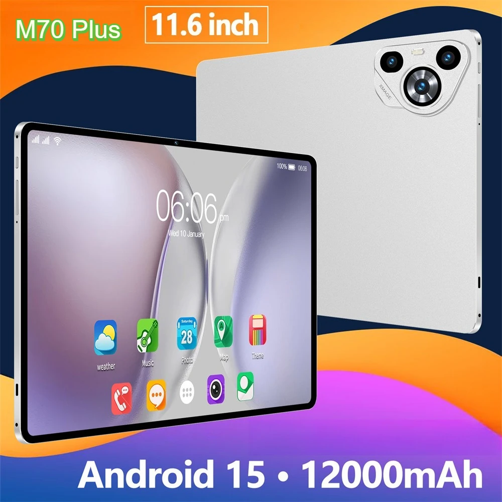 

M70 Plus Original 11.6 HD Screen 12000mAh Battery Tab Global Version 5G Dual Card Tablet 22GB+2TB Children's Android 15 Tablets