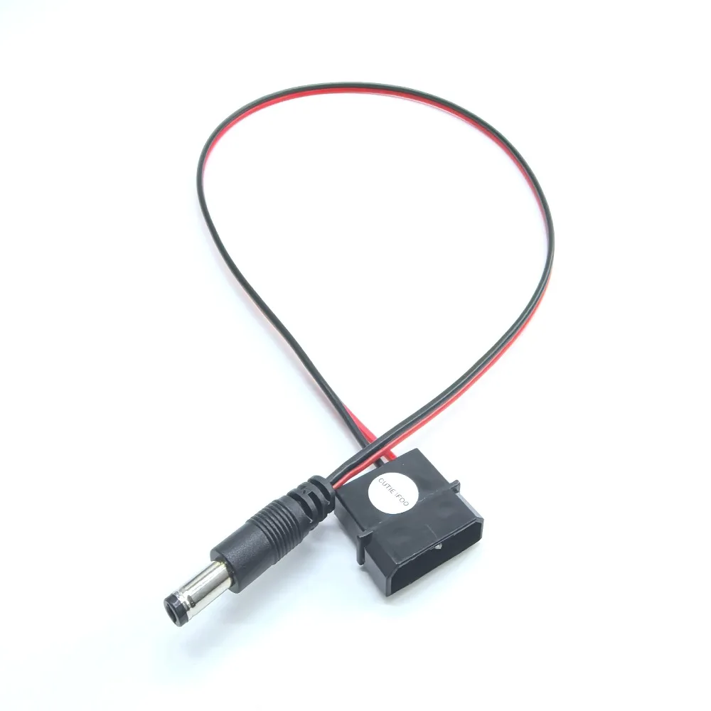 10pcs/lot IDE Molex Male to DC 5.5mm x 2.1mm  Converter Adapter Power Supply Cable 12V 18AWG Wire 50cm