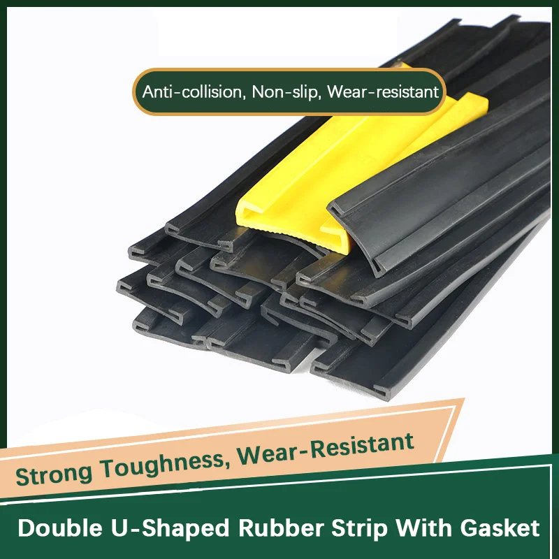 1-10m Double U-shaped Rubber Seal Strip Double Slot Clamp Oil Resistant Anti-Collision Wear-resistant Edge Trim