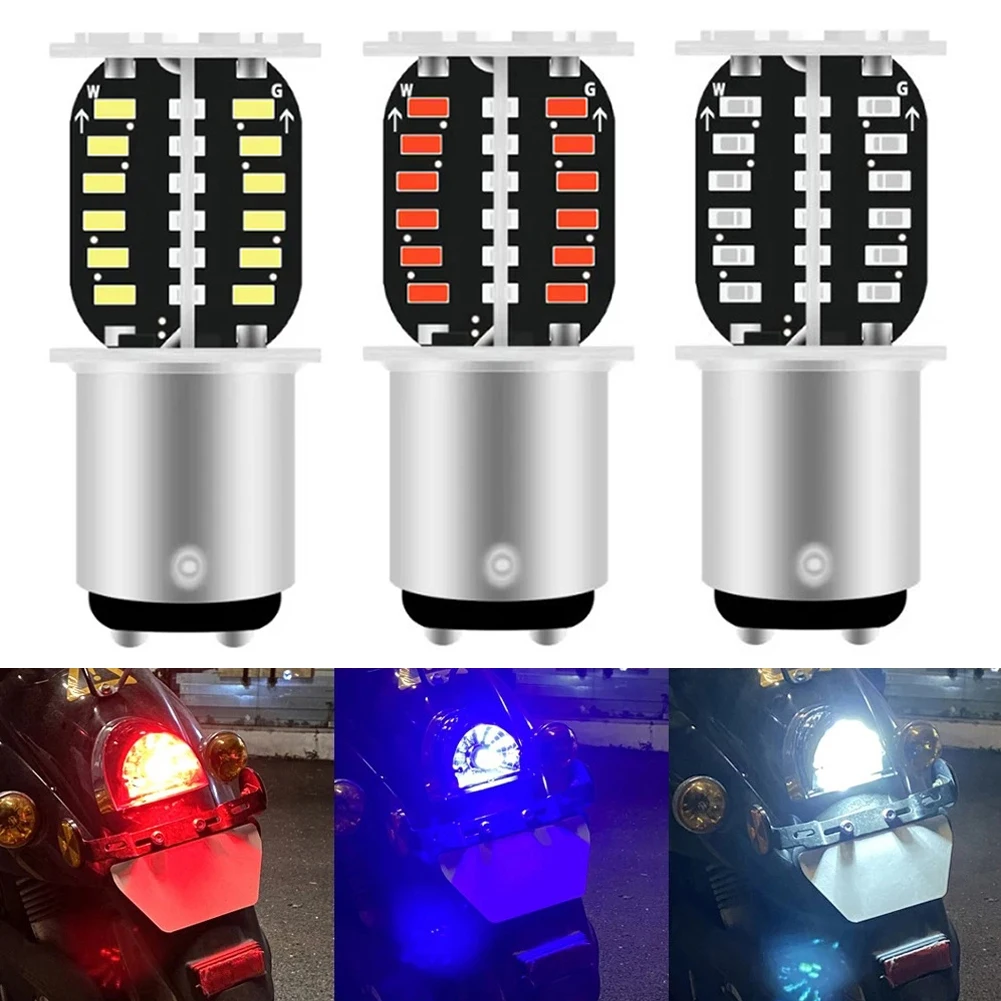 Motorcycle Strobe Led Brake Light 1157 BAY15D Led Super Bright 64pcs 3014SMD DRL Flash Reversing Stop Lamp Parking Tail Lamp