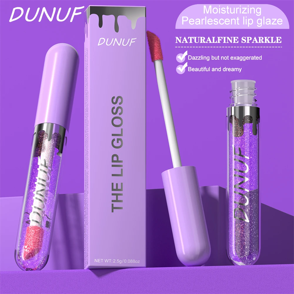 DUNUF Pearl Moisturizing Lip Gloss - Easy Color Lipstick for Long-lasting Shine And Softness