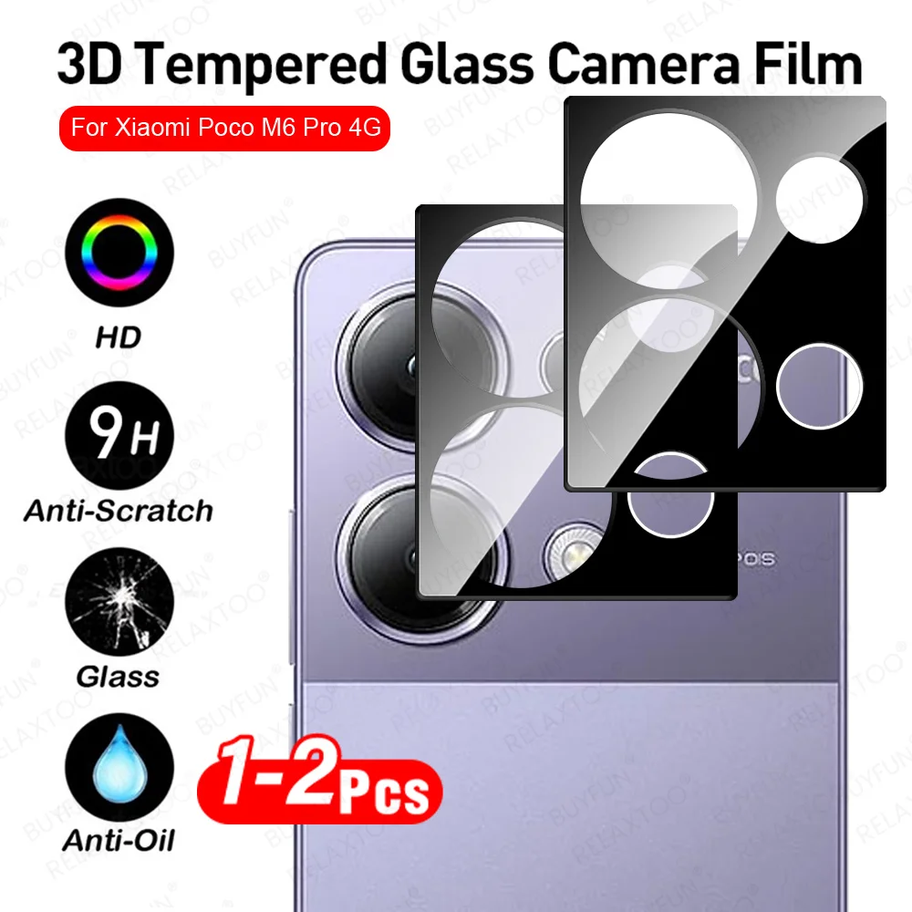 1-2Pcs 3D Curved Tempered Glass Camera Film For Xiaomi Poco M6 Pro 4G 9H Lens Protector Case Little X6 X6Pro PocoX6 PocoX6Pro 5G