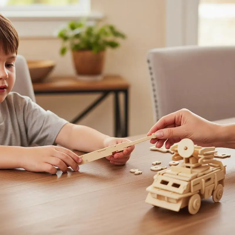 3D DIY Wood Puzzle Military Tank Model Set Creative Assembled Handmade Craft Toy for School Craft Class Educational Supply