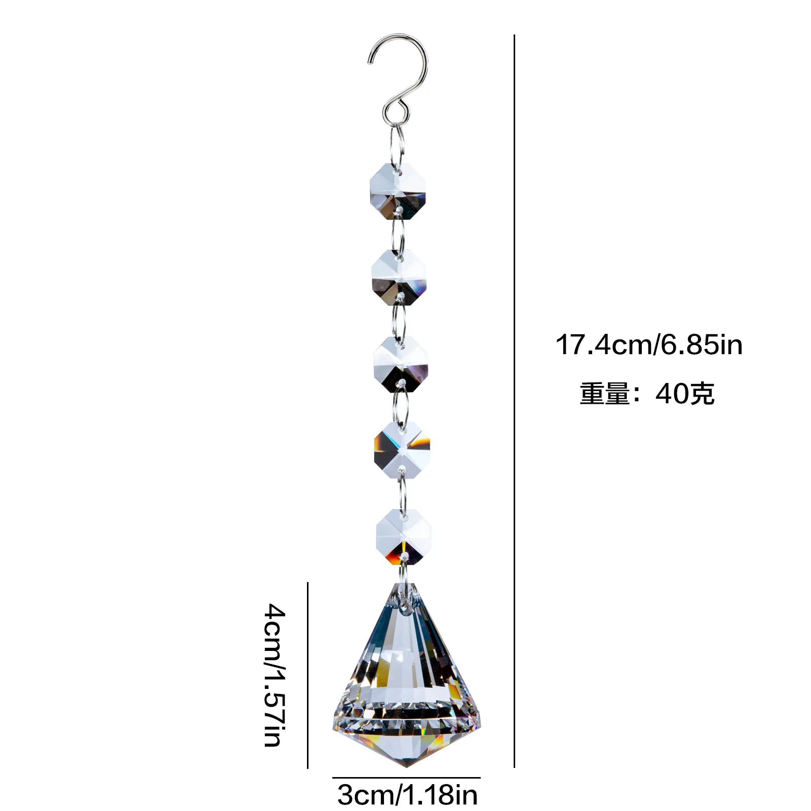 1Pcs Crystal Garland Suncatcher Prisms Pendant Octagon Beads Chain Rainbow Maker Hanging Drop Curtain DIY Home Garden Decoration
