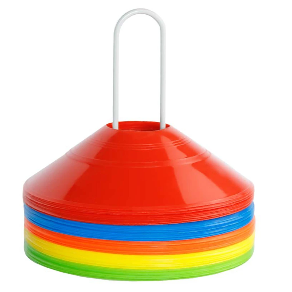 サッカーディスク サッカーマーキングコーチングコーン 25個パック ポータブル 屋外 野球 バスケットボール スケートボード トレーニング