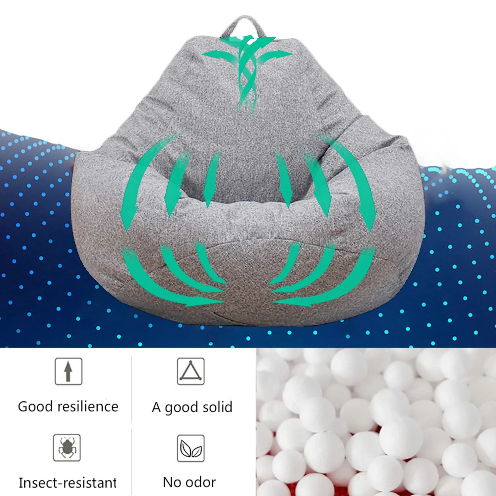 New Bean Bag Chair Sofa Cover Soft Comfortable Sofa Chair Protection Cover with Storage Bag without Filler Furniture Accessories