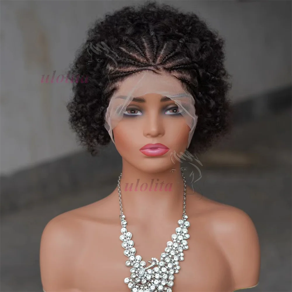 Braided Wigs Human Hair Lace Front Wig Braiding Hair Wigs With Bangs For Black Women Wig Afro Kinky Curly Hair Wigs On Sale