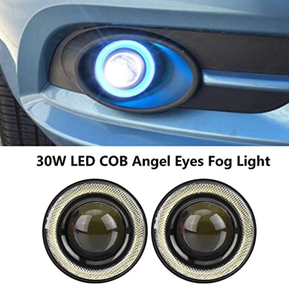 جديد السيارات Led مصباح الضباب 3.5 بوصة 30 واط التحكم عن بعد الملونة الجبهة الضباب الخفيف Rgb مع عدسة الملاك العين النهار مصباح جيد الإضاءة