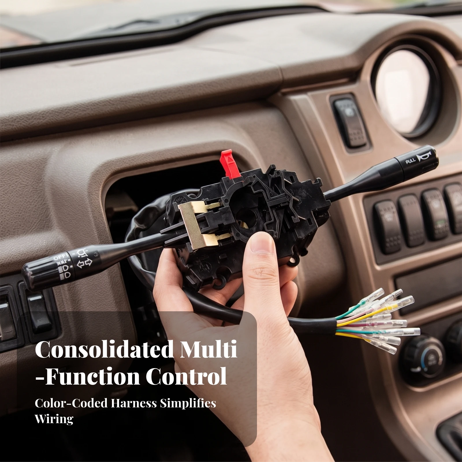 Steering Column Switch with Dual Levers UTV Combination Switch Kit Color Coded Wire Leads for Farm Utility Vehicle