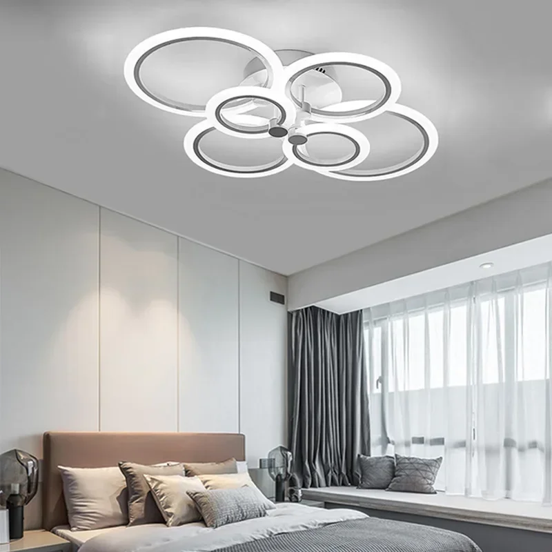 Low Noise Remote Control Ceiling Fan Focus Chandelier Dining Table Bedroom Kitchen Led Lights Home-appliance Ring Lamps for Room