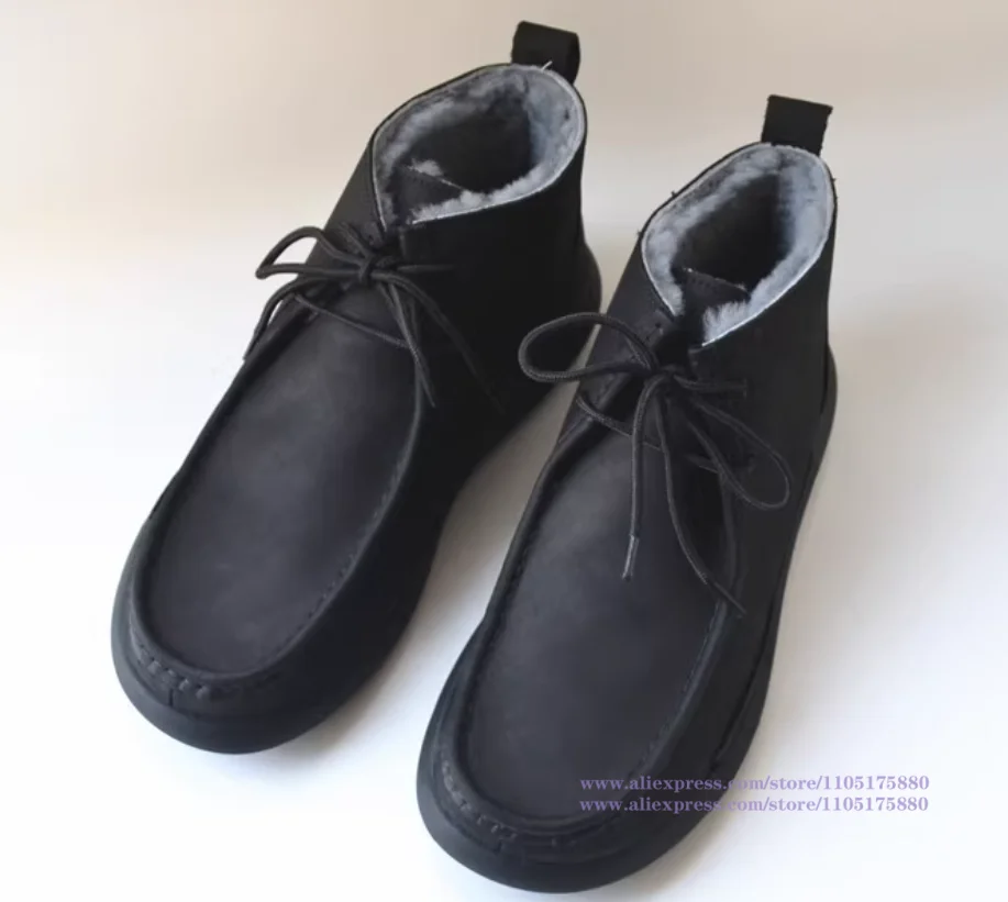 

Black Leather Men's Boots Soft Leather Soft Sole Ankle Booties Winter Men's Shoes Trendy Handmade Warm Anti-Cold Men's Boots
