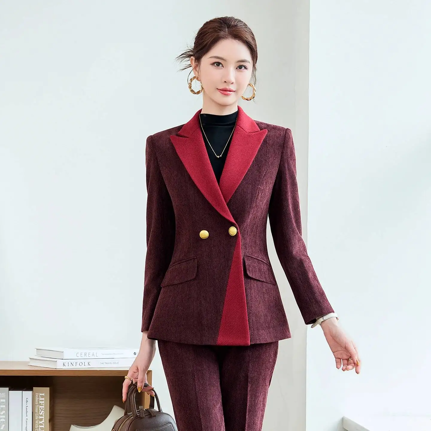 

High Quality Fabric Formal Women Business Suits Female Pantsuits Professional Ladies Office Blazers Career Outfits Set