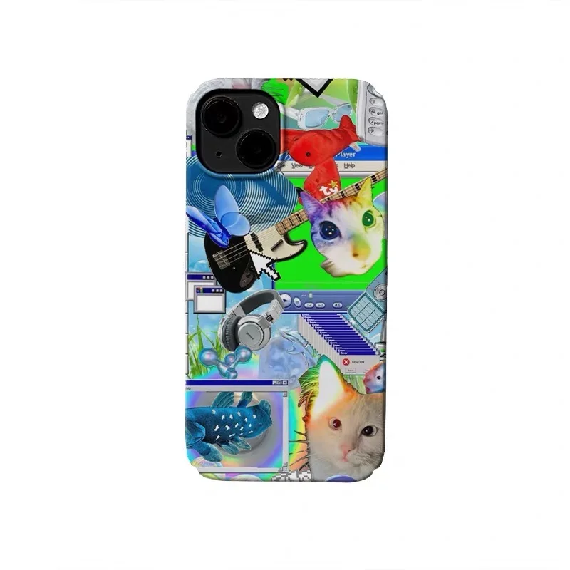 

Электронный чехол для телефона Green Cute Cat для IPHONE 17 Air 16E 15 PROMAX 14 Plus 13 12 MINI 11 PRO 16Plus XR XS, акриловый чехол для телефона