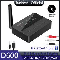 Audio Adapter Bluetooth 5.3 Wireless Reception and Transmitting Device Supports AptX/HD/LL with RCA AUX Qualcomm QCC3040 Chip