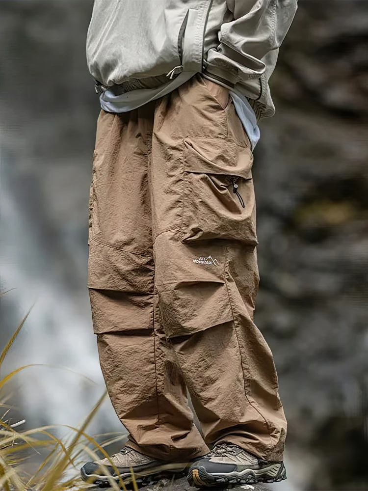 Thin Baggy Cargo Hiking Pants Men Waterproof Casual Sport Jogging Parachute Pants Outdoor LightWeight Wide Leg Trousers