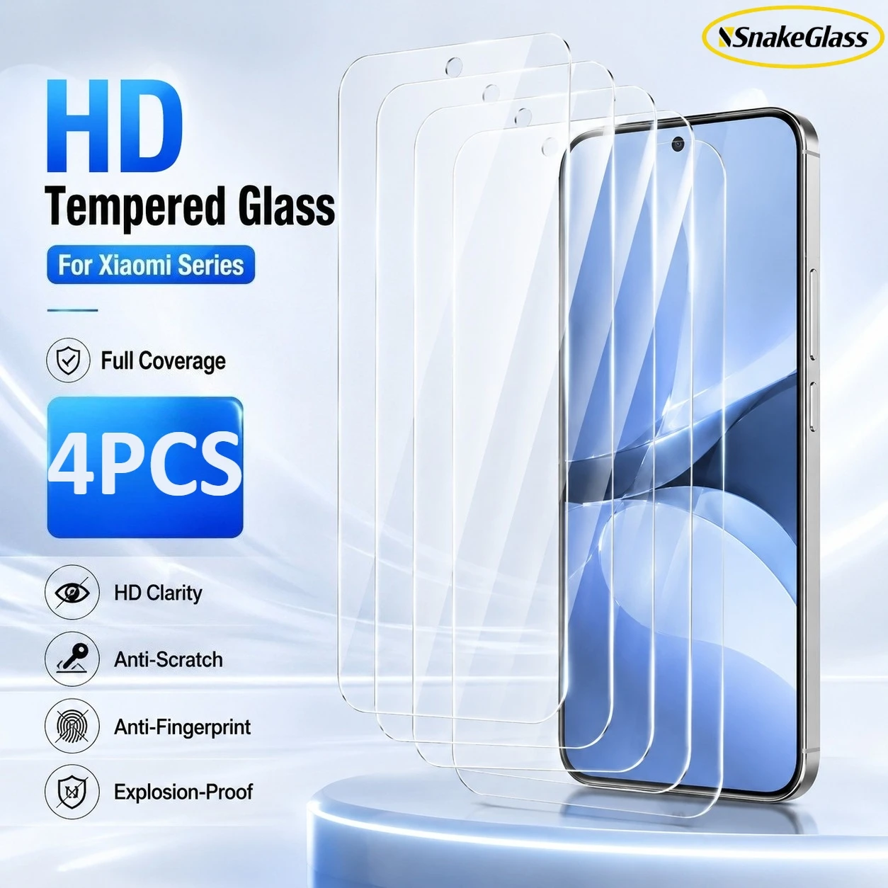 4 Stück 9H HD Panzerglas für Xiaomi 17Ultra 17Pro 17/15/14/13/12T Pro 11i 10T Lite 9SE 8Lite Displayschutzfolie Anti-Kratz-Film