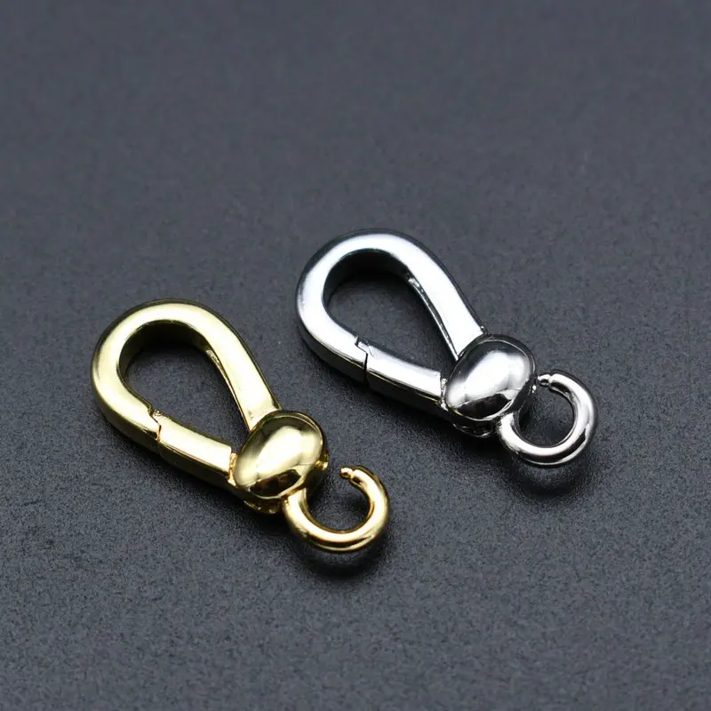 High Quality Non-oxidizing Silver Gold Plated Water Drop Double Open Press Clasp Connector for DIY Jewelry Keyholder Accessories