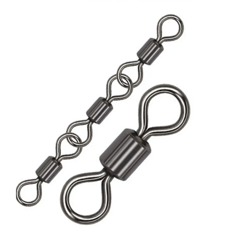 10PCS Connect Ring Fishing Rolling Swivel 8-Shape Strong Tensile Force Swivel Rolling Connector Stainless Steel